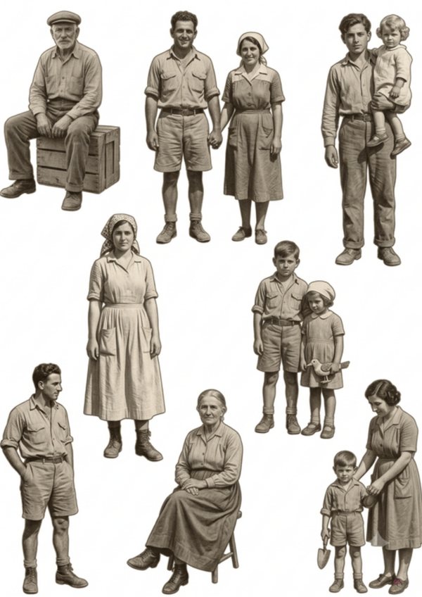 A page of images from the kits