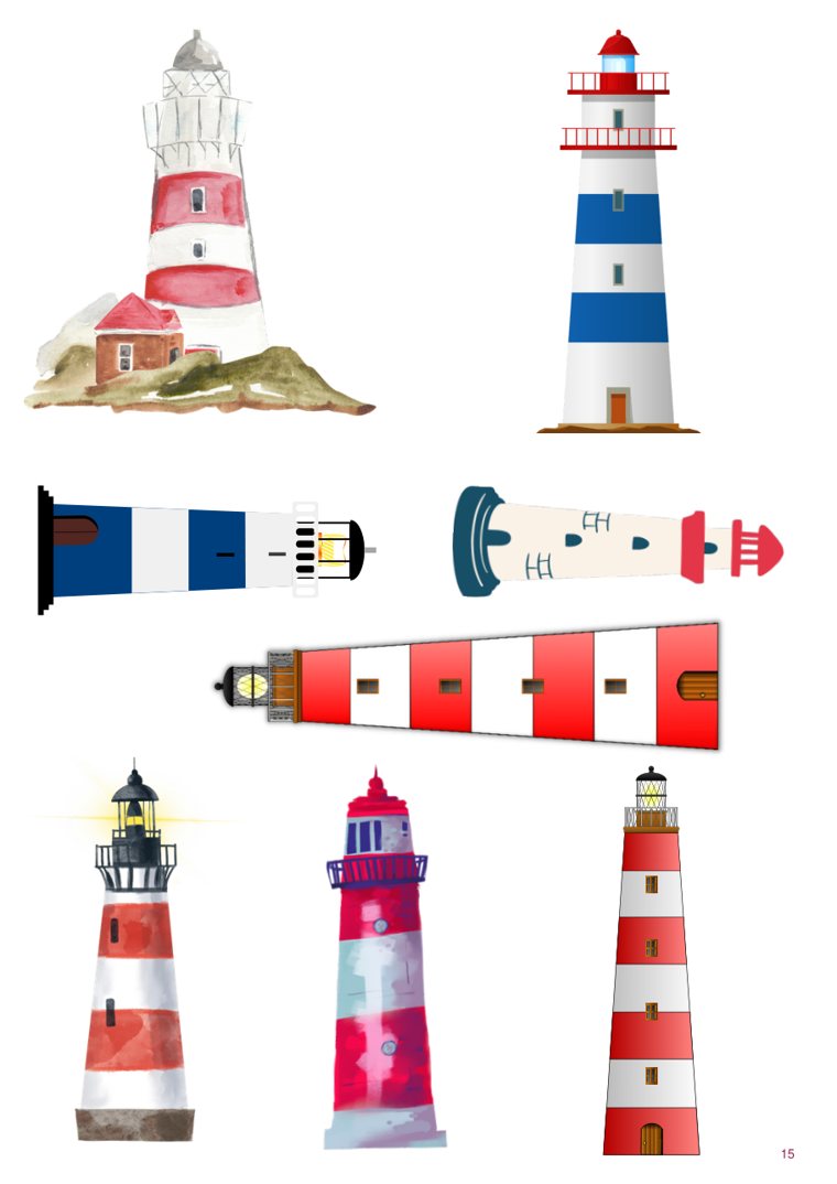 A page of images from the kits