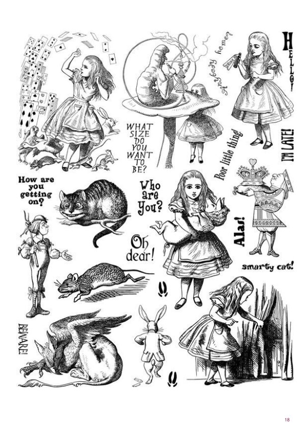 A page of images from Wonderland